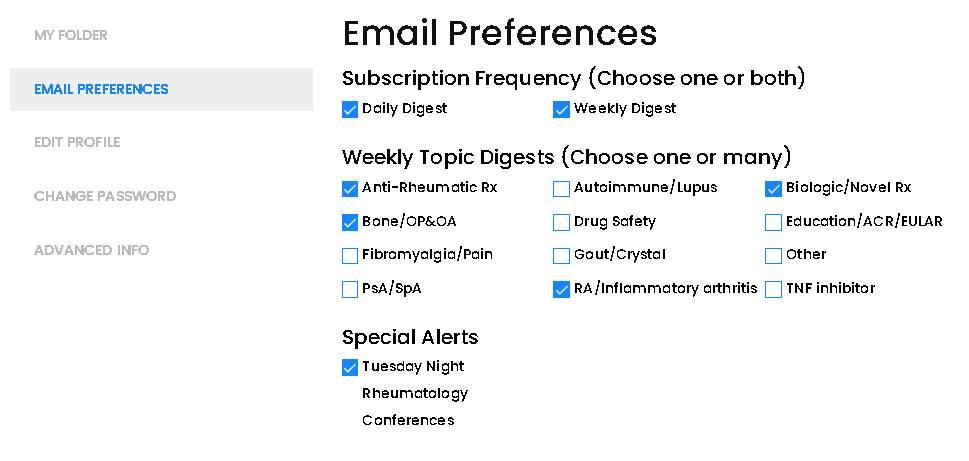 email preferences