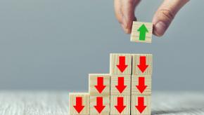 Step, down, arrow, blocks