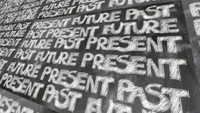 past present future on chalkboard