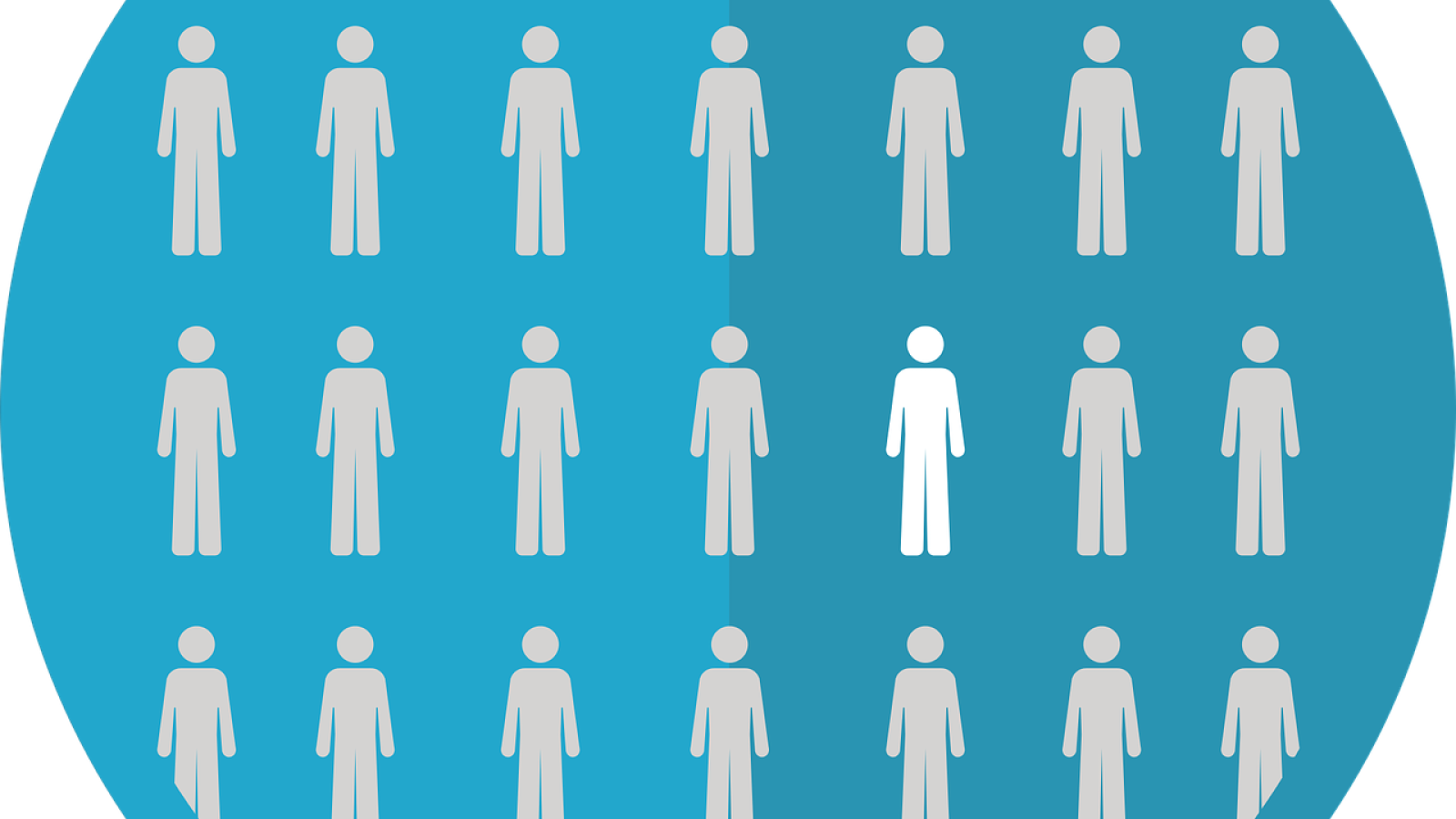 human figures on blue circle